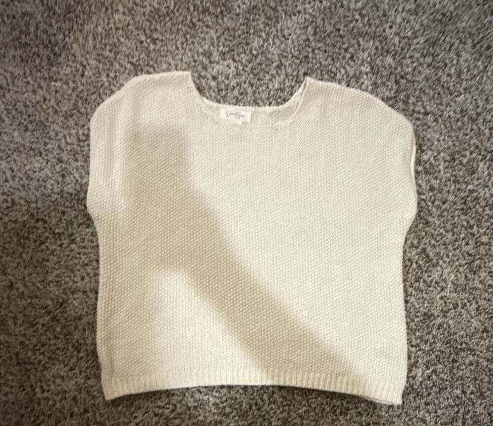 Jessica Simpson Knit Top Size L Ivory Short Sleeve Sweater